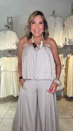 Taupe Top & Wide Leg Flare Pants