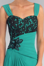 Teal Green Chiffon Long Dress