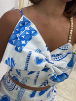 Printed Bow Shoulder Strap Detail Short Set