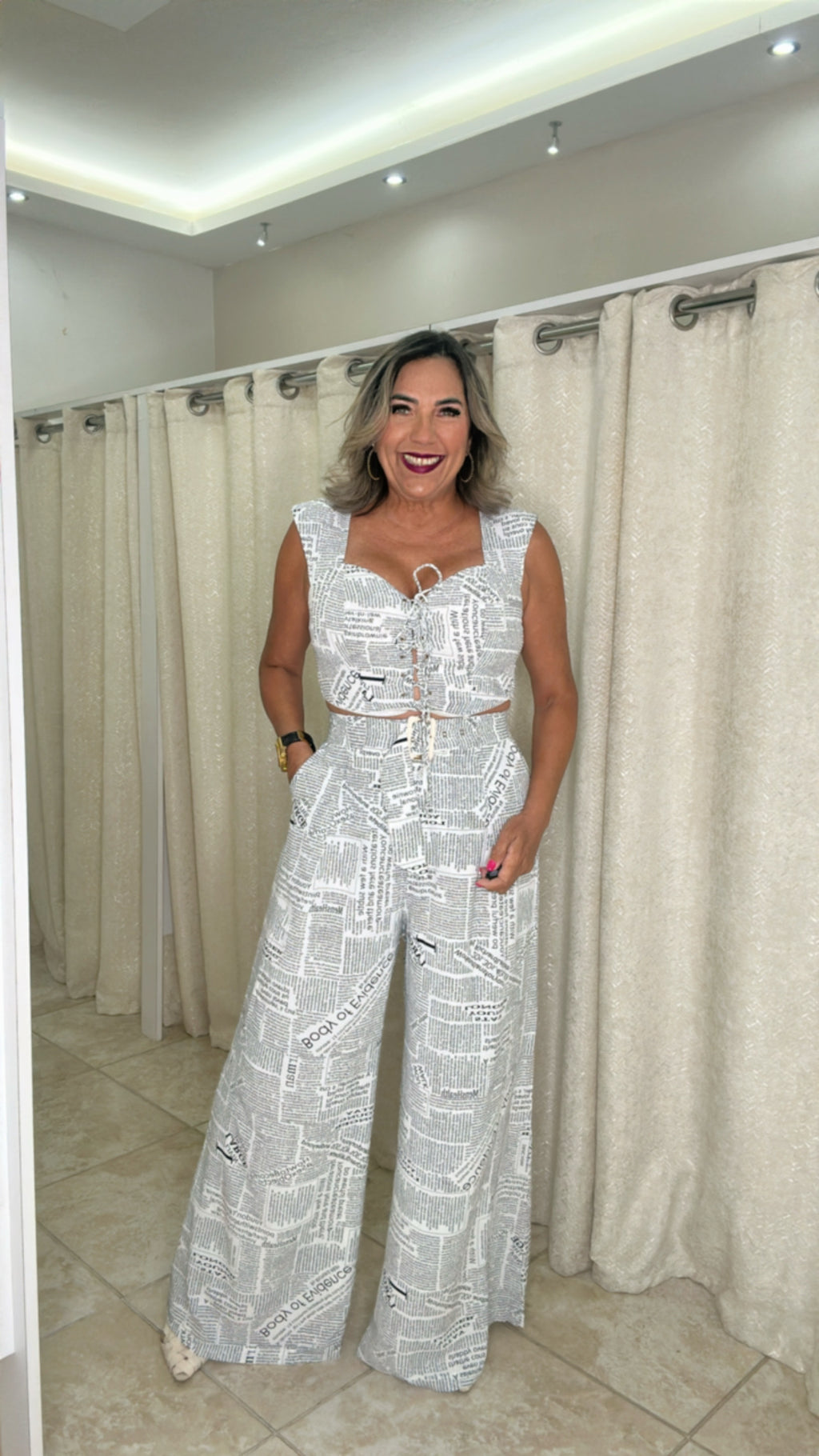 Paper Print Pant Set