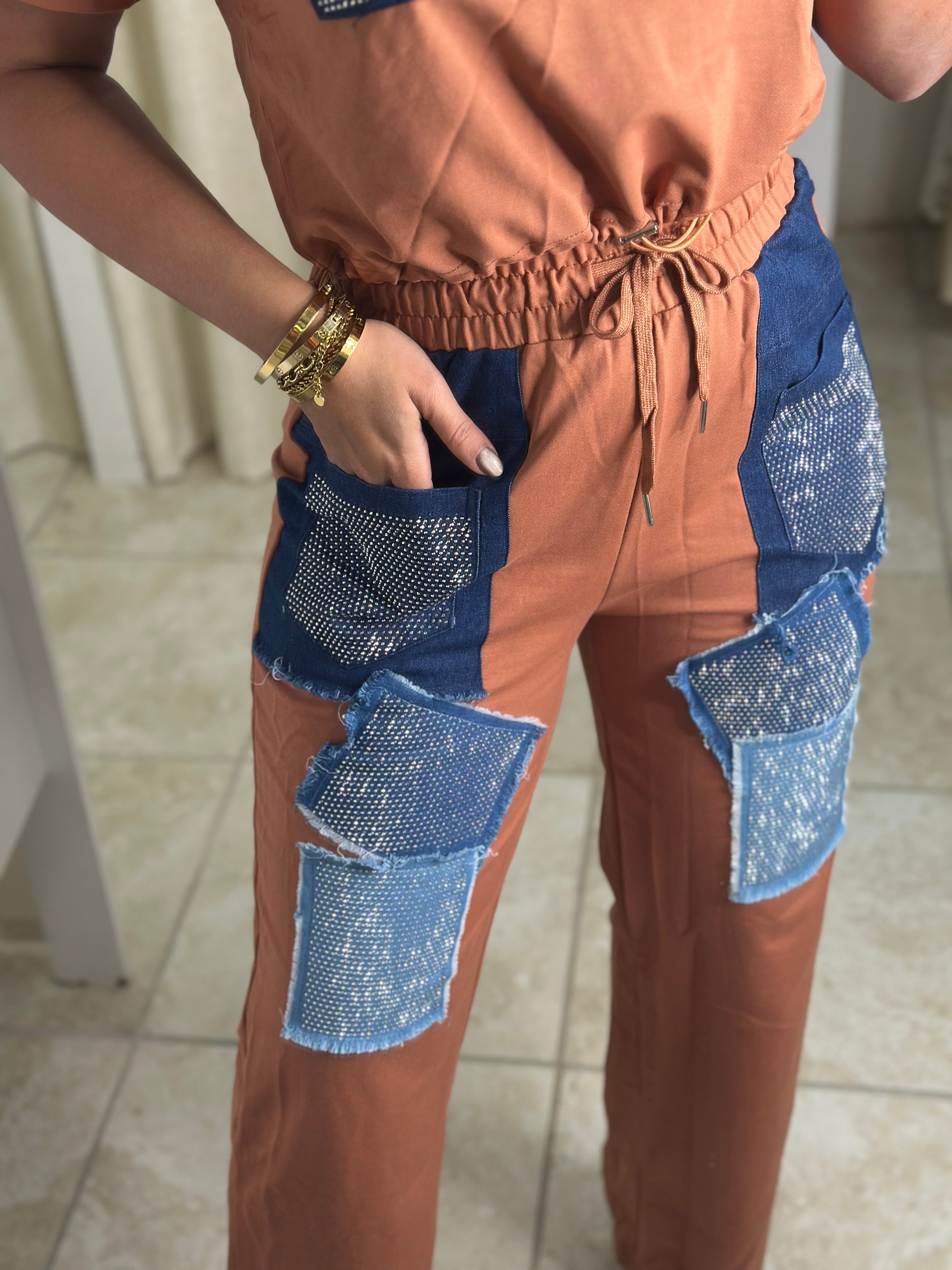 Rust & Denim Pant Set