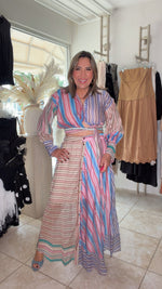 Silk stripes maxi skirt