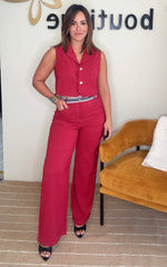 Wine Burch Vest and Pant Set