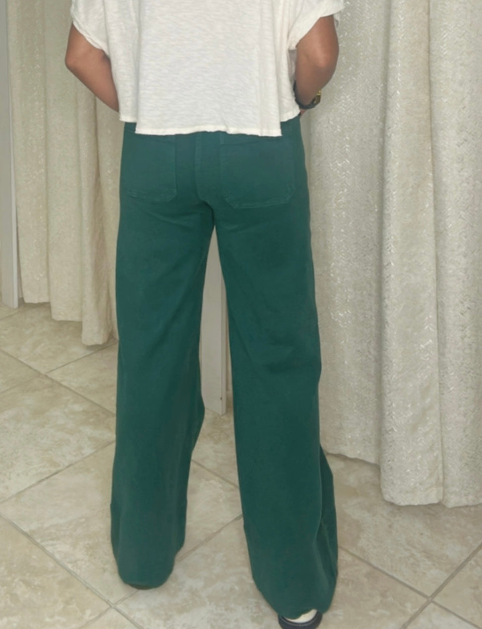 TC Mid Rise Wide Leg Hem Pants