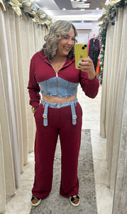 Burgandy Denim Set