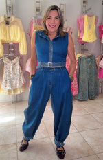 Denim & Rhinestone Top & Pant Set