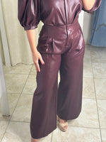 High Waist Burgundy Pant Set
