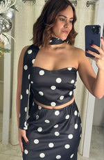 Black & White Polka Skirt Set