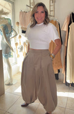Taupe Pintuck Wide Pants