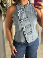 Asymmetrical Button Front Vest