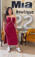 Red | White Halter Neck Cutout Midi Dress