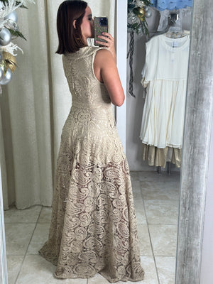 Khaki Eyelet Maxi Dress