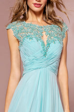 Baby Blue Sheer Back Long Dress