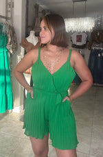 Kelly Green Pleated Romper