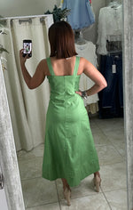 Apple Green Zipper Midi Dress