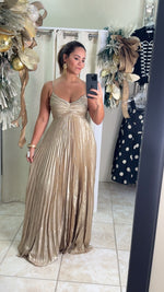 Foiled Pleating Maxi Dress