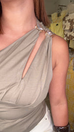 One Shoulder Khaki Top