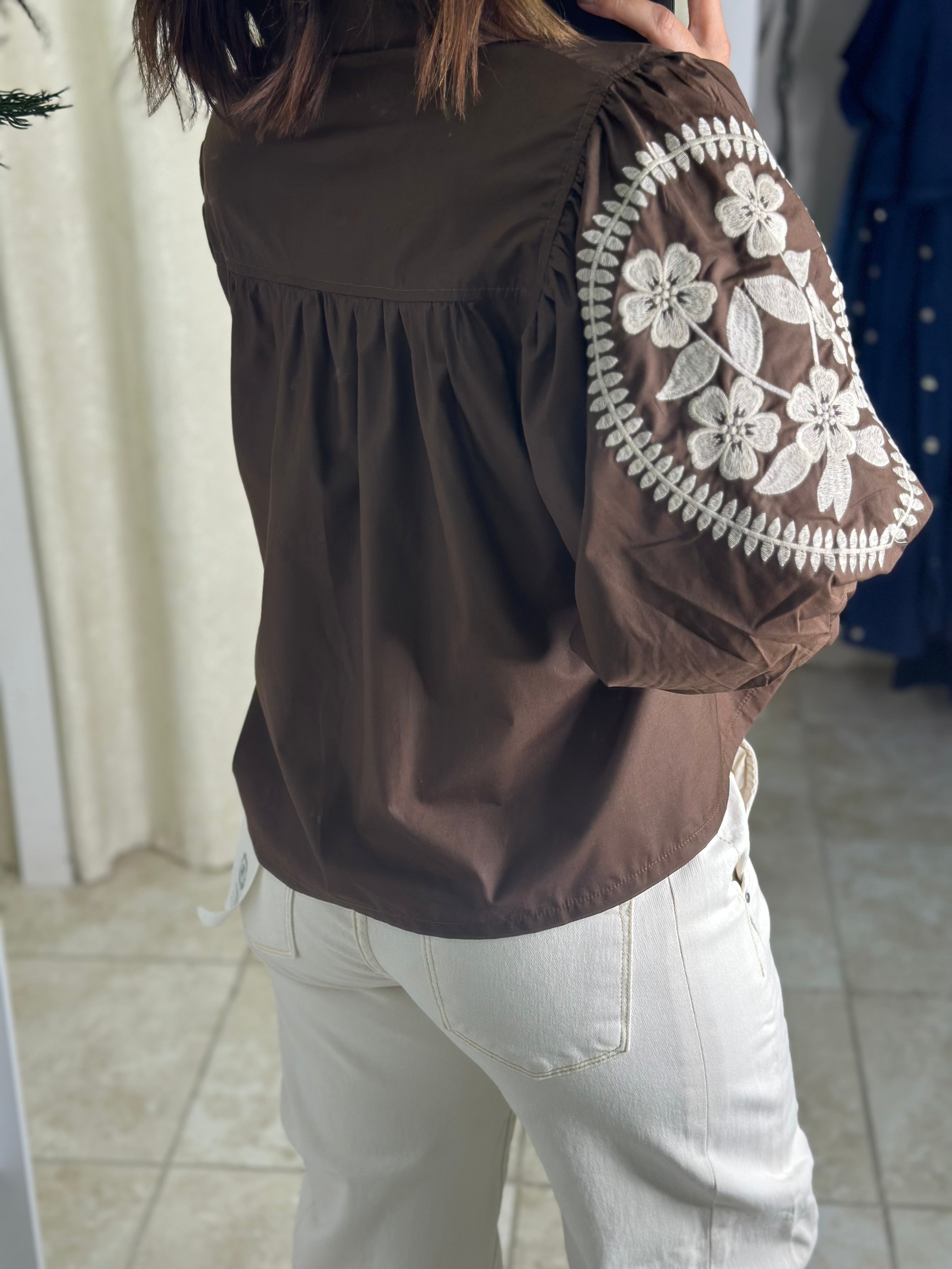 Cream & Brown Blouse