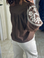 Cream & Brown Blouse
