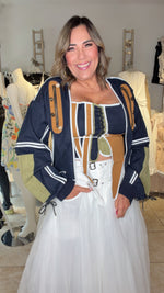 Mixed Media Corset Jacket And Crop Top Set