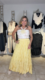 Eyelet & Yellow Flower Crop Top