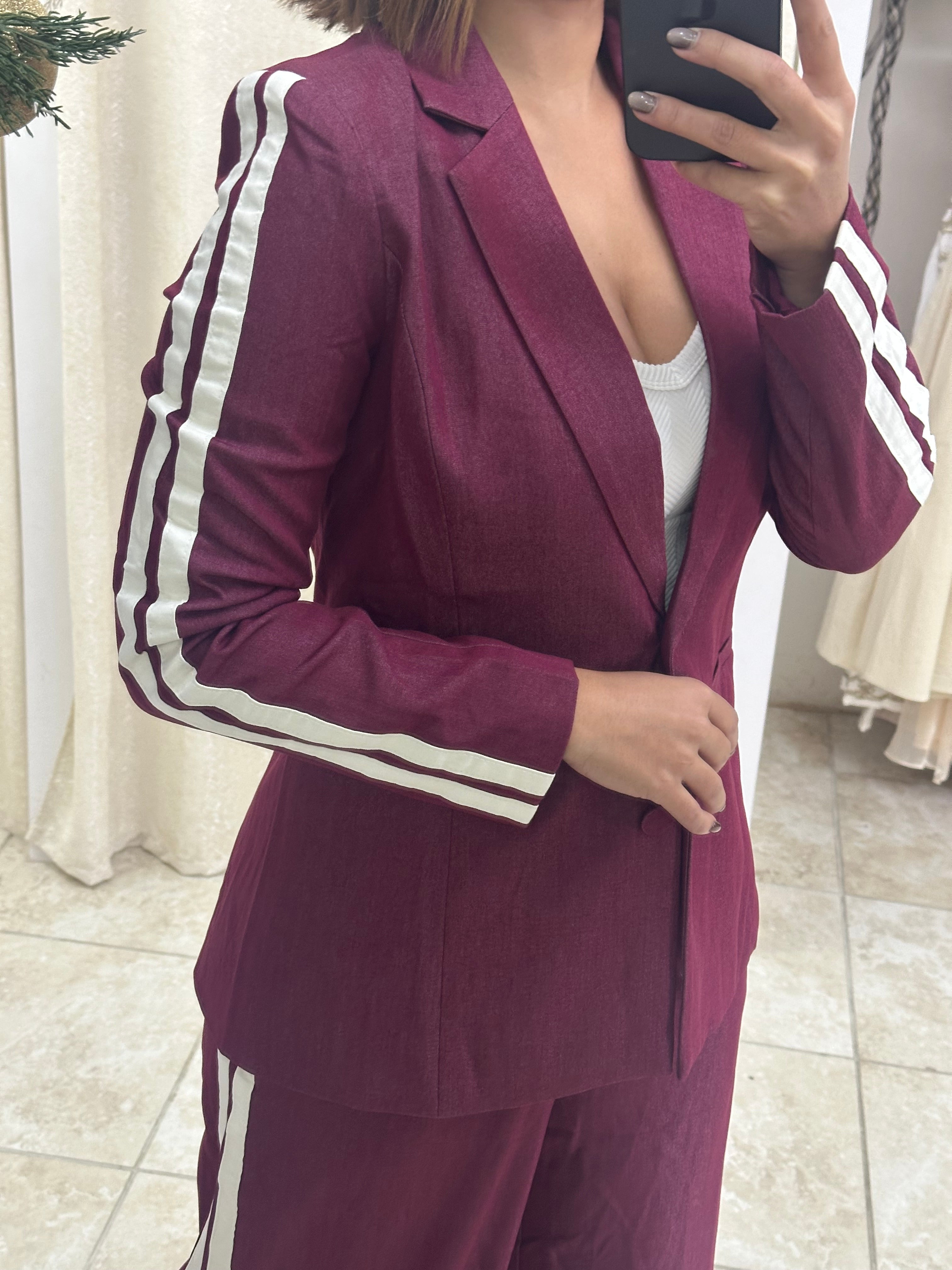 Burgandy  Denim Pants Set