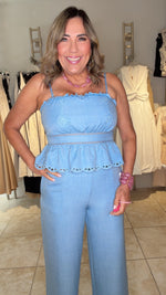 Eyelet Tube Top & Pants Set