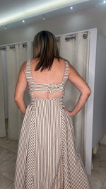 Cream/Brown Midi Dress