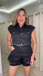 Silver Detail & Black Short Pant Set