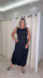 Bubble Black Draped Mudi Dress