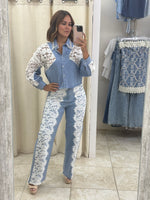 Denim & White Lace Set