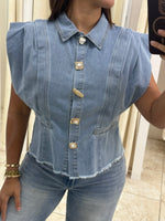 Wide Short Metal Button Shirt