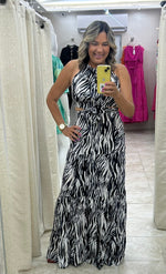 Zebra Printed Woven Maxi Dress