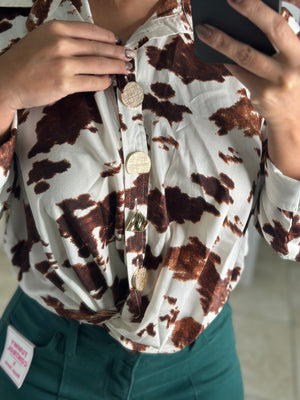 Printed Long Slevee Blouse