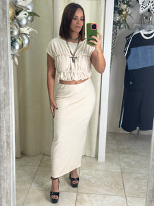 Cream Top & Midi Skirt