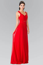 Pleated Bodice Long Dress