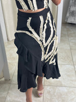 Black & Beige  Skirt Set
