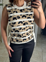 Taupe Stripe Leopard Vest