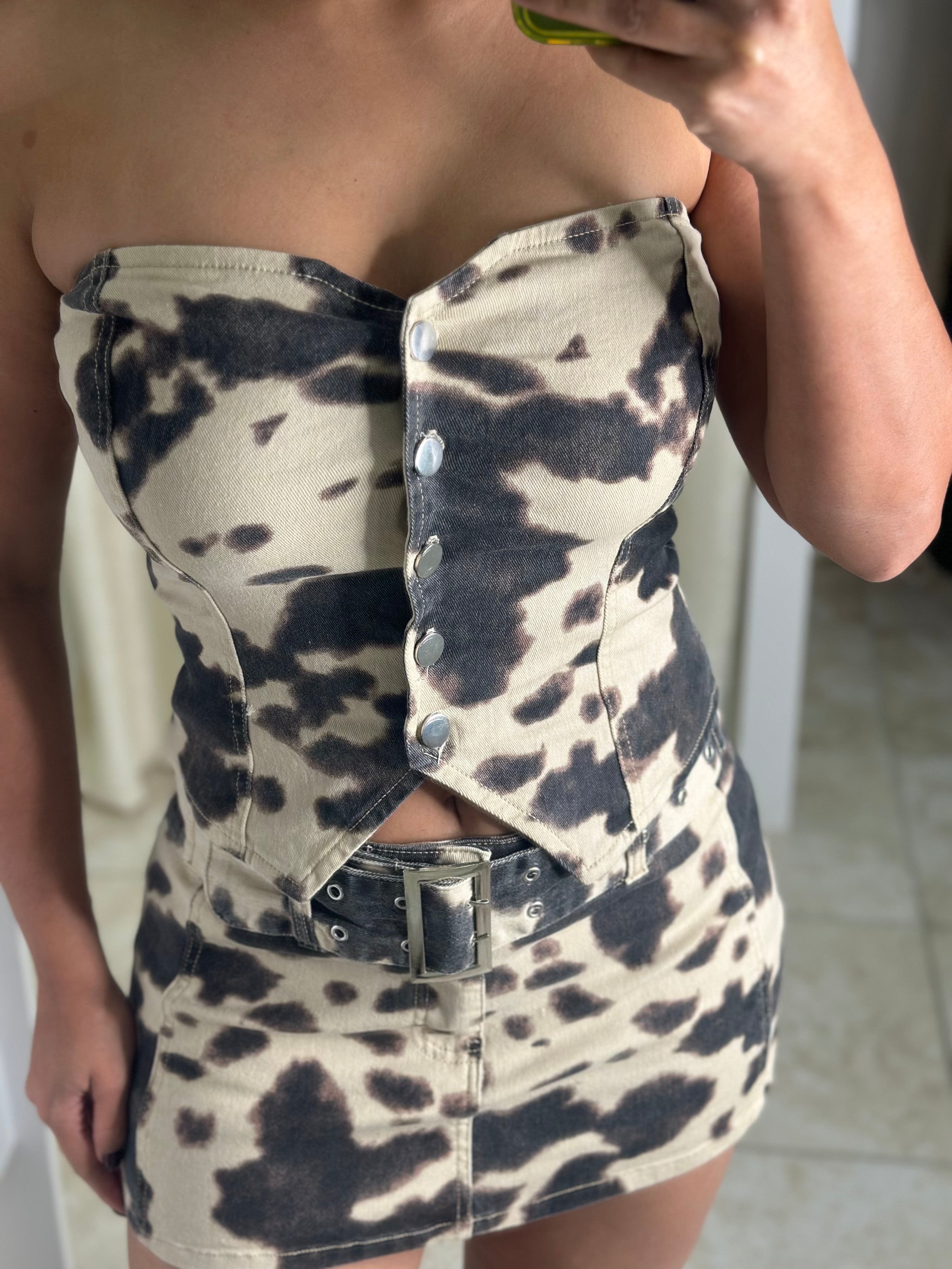 Taupe/Brown Print Tube Top