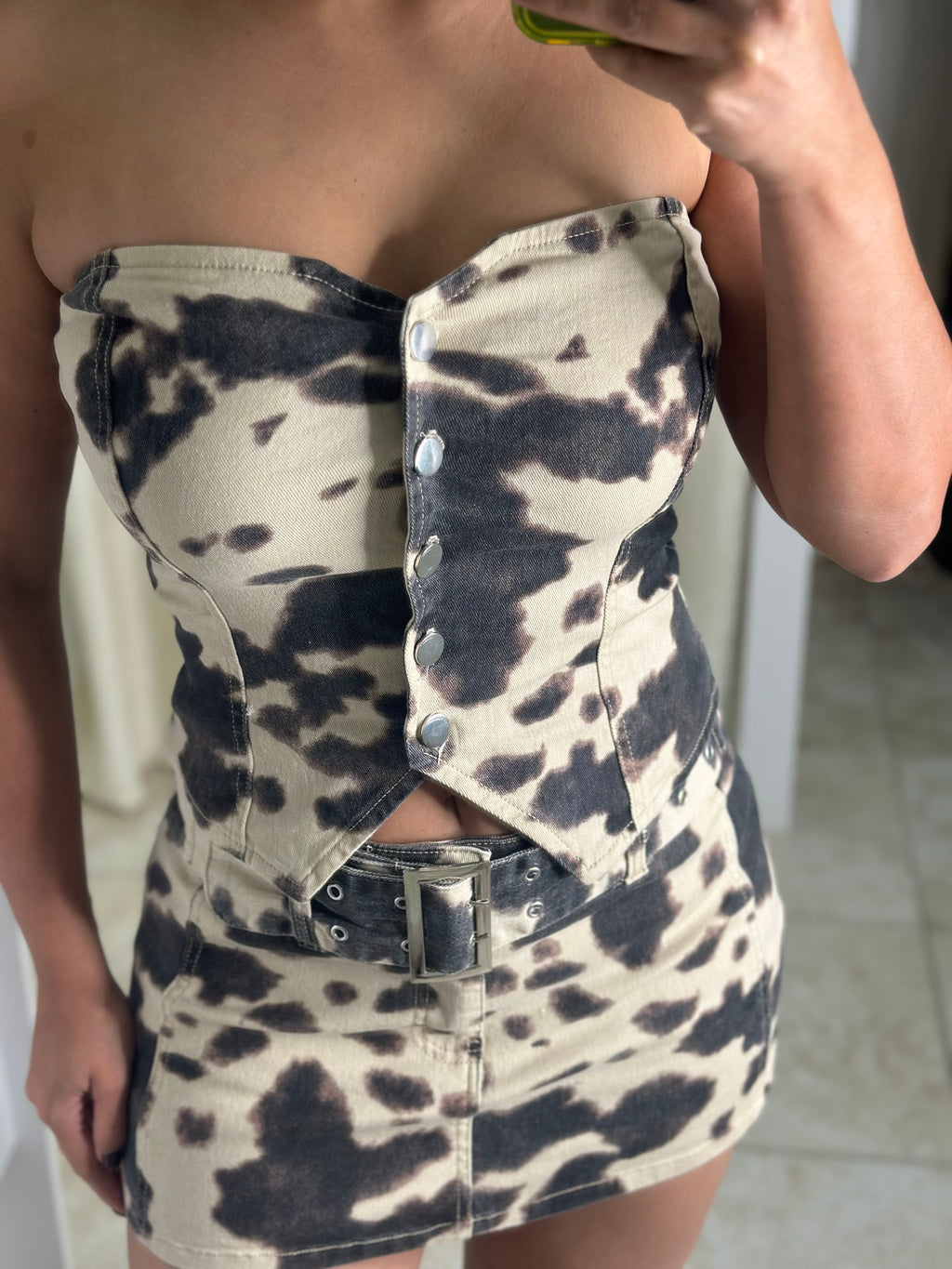 Taupe/Brown Print Tube Top