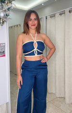 Navy Halter Neck & Pants Set