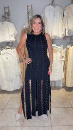 Black & Gold Dots Maxi Dress