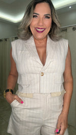Beige Linen Vest & Short Pant