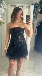 Sequin Off Shoulder Tired Mini Dress