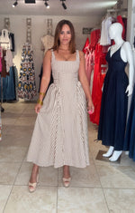 Cream/Brown Midi Dress