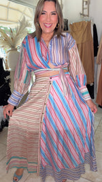 Silk stripes maxi skirt