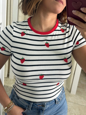 Strawberry White Blouse