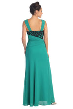 Teal Green Chiffon Long Dress