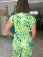 Green Print Jumpsuit