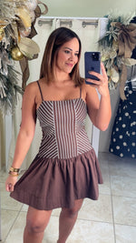 Chevron Stripe Smocked Mini Dress